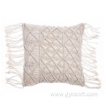 macrame long decorative pillow